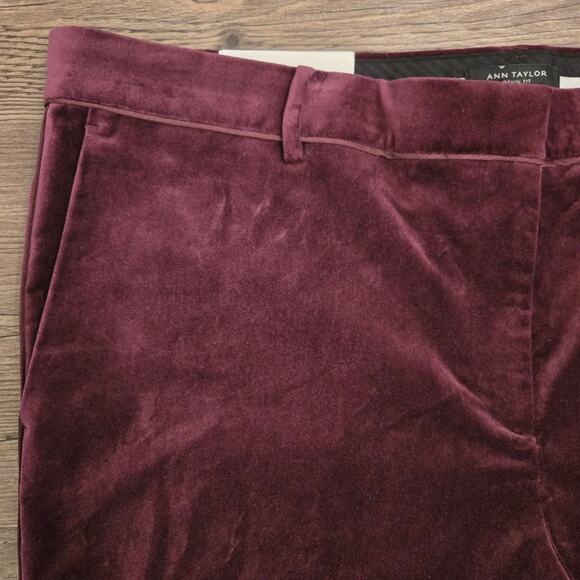 NWT Ann Taylor Women's Devin Fit Velvet Ankle Pant Wine Size 18 - Picture 10 of 11